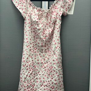 Floral Ruffle Topped Dress with Pink Florals